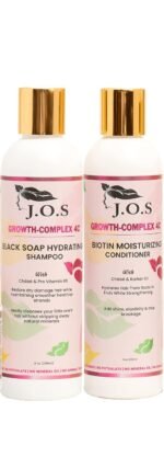 J’Organic Solutions Chébé & Biotin Shampoo + Conditioner Set – Strengthening Sulfate-Free Duo for Curly, Coily, Dry & Natural Hair – Deep Moisture, Less Breakage & Length Retention, 2-Piece