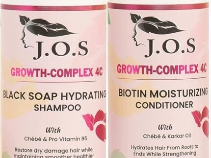 J’Organic Solutions Chébé & Biotin Shampoo + Conditioner Set – Strengthening Sulfate-Free Duo for Curly, Coily, Dry & Natural Hair – Deep Moisture, Less Breakage & Length Retention, 2-Piece