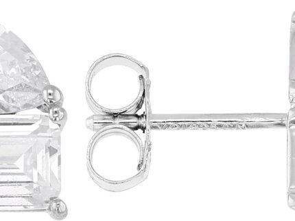 JTV White Cubic Zirconia Rhodium Over Sterling Silver Stud Earrings 5.58ct