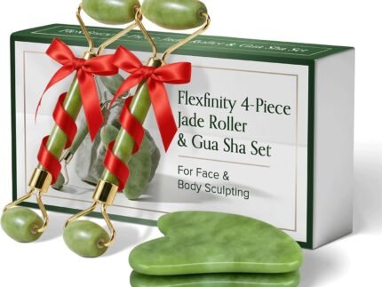 Jade Roller and Gua Sha Set for Face & Body – 4-Piece Authentic Jade Facial Roller Kit with Jade Eye Roller and Gua Sha Facial Tools for Sculpting,Puffiness Reduction, Lymphatic Drainage & Spa Massage