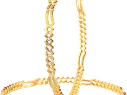 JewarHaat Indian Gold Bangles 2 Piece Kada Gold Plated Daily Use Handmade Meena Work Fashion Jewelry for Women