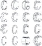 Jewdreamer 16Pcs Ear Cuffs for Women Non Piercing