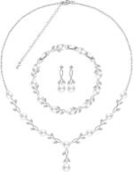 Jewelry Set for Women Bride Bridesmaid Wedding Party Prom Necklace Earrings Bracelet Set Gift for Mother Wife Friend