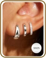 Jewelry for Her Gift 3 Pairs 925 Sterling Silver Earrings for Women Non Tarnish 14K Gold Plated Small Hypoallergenic Huggie Hoops Cartilage Stack Earring Sets for Multiple Piercing