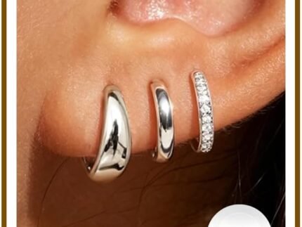 Jewelry for Her Gift 3 Pairs 925 Sterling Silver Earrings for Women Non Tarnish 14K Gold Plated Small Hypoallergenic Huggie Hoops Cartilage Stack Earring Sets for Multiple Piercing