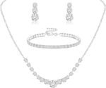 Jstyle Silver Jewelry Set for Women Sparkly Crystal Wedding Accessories