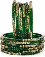 KAMAK Plain and Glossy Finished heart Raindrop Glass Bangle Set For Women and Girls – Pack of 12