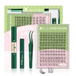 KEYYOU Venus Lash Clusters Kit, Invisible Band with Waterproof at Home