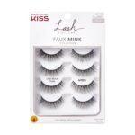 Kiss Lash Couture Reusable Faux Mink Lashes, Little Black Dress, 4 Pairs, 12mm Length, Trim to Fit, Natural-Look Wispy Flared Strip Lashes with Knot-free Band, Featherlight, Cruelty-Free Vegan