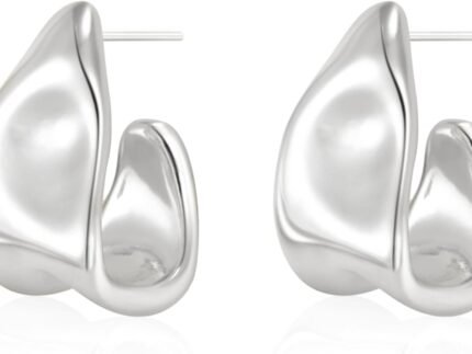 Kyerlyn Chunky Gold Earrings for Women, 14K Gold/Silver Plated Statement Geometric Dangle Drop Earrings Chunky Trendy Knot Stud Hypoallergenic Fashion Jewelry Gift