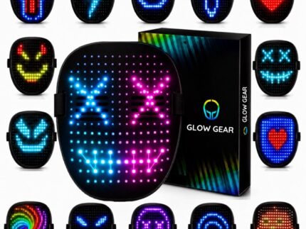LED Face Light Up Mask Rechargeable Digital Halloween Costume Cosplay Mask