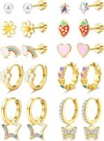 LOLIAS Hypoallergenic Earrings for Girls,Surgical Steel Flat Back Earrings