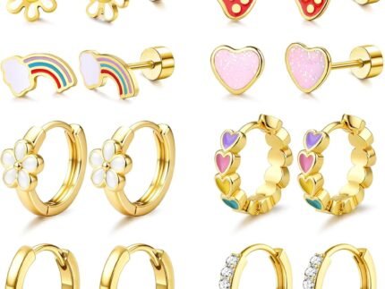 LOLIAS Hypoallergenic Earrings for Girls,Surgical Steel Flat Back Earrings