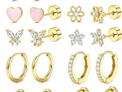 LOLIAS Hypoallergenic Flat Back Earrings for Women Girls Teen Kids Toddler