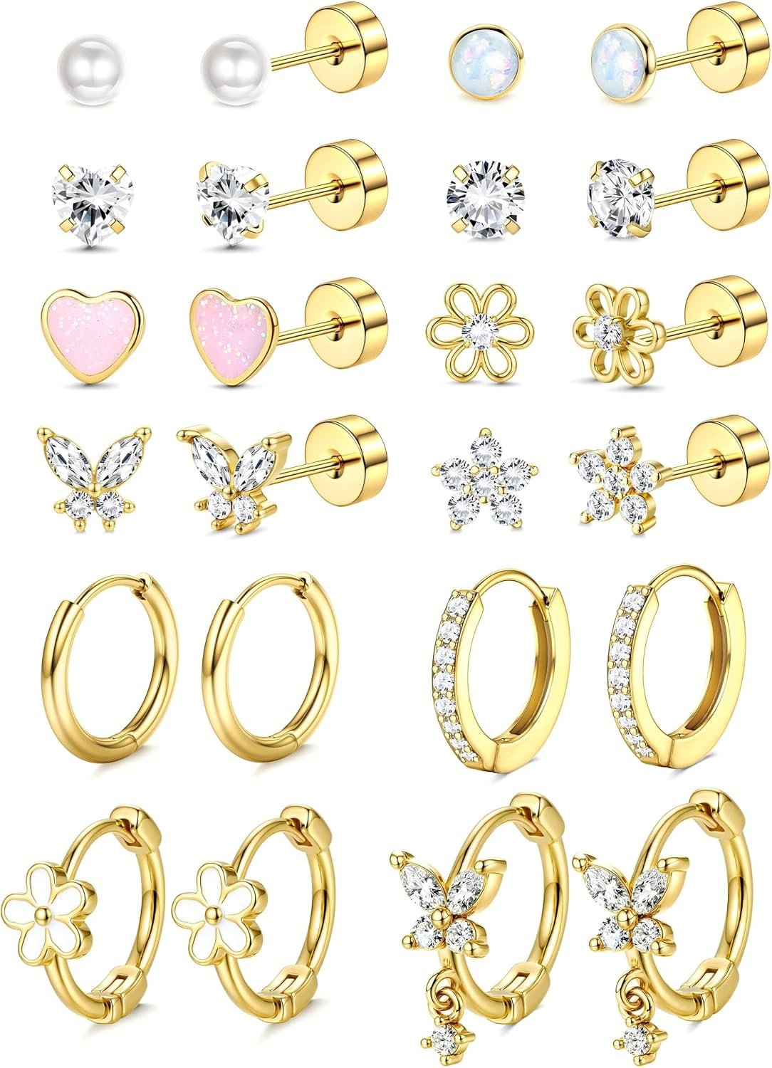 LOLIAS Hypoallergenic Flat Back Earrings for Women Girls Teen Kids Toddler LOLIAS Hypoallergenic Flat Back Earrings for Women Girls Teen Kids Toddler