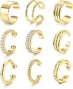 LOLIAS 𝐄𝐚𝐫 𝐂𝐮𝐟𝐟 𝐄𝐚𝐫𝐫𝐢𝐧𝐠𝐬 for Women Non Piercing Gold Plated Ear Cuffs 𝟏𝟒𝐊 𝐆𝐨𝐥𝐝 𝐏𝐥𝐚𝐭𝐞𝐝 Ear Cuff for Non Pierced Ears Clip on Cartilage Earring 𝐅𝐚𝐤𝐞 𝐄𝐚𝐫𝐫𝐢𝐧𝐠𝐬 Lightweight