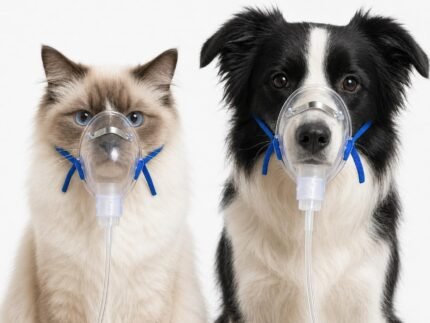Large Pet Oxygen Mask for Cats and Dogs, 1 Pack, Clear Veterinary Pet Mask with Standard Connector, Compatible with Oxygen Concentrators