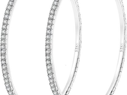 Large Silver Rhinestone Hoop Earrings Sterling Silver Hoop Earrings