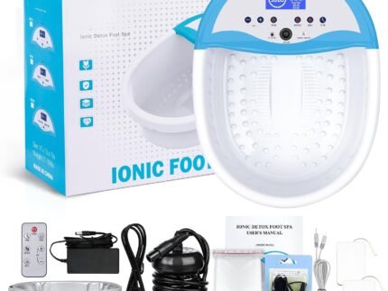 LeCuag Ionic Foot Bath Detox Machine, Foot Spa Machine for Home Use – Foot Bath Soak Tub with Heating Belt, Auto Countdown Timer & Includes 100 Disposable Ion Cleaning Liners