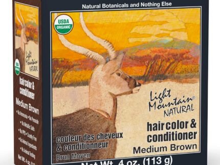 Light Mountain Henna Hair Color & Conditioner, Medium Brown Hair Dye, 4 Oz
