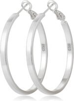 Lightweight 925 Sterling Silver Post Hoop Earrings for Women