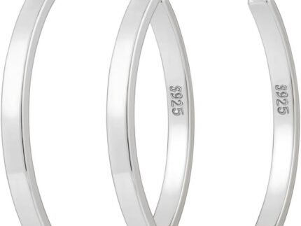 Lightweight 925 Sterling Silver Post Hoop Earrings for Women