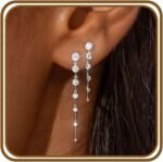 Lunvky Gold Silver Dangle Drop Diamond Wedding Prom Earrings for Women