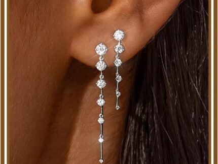 Lunvky Gold Silver Dangle Drop Diamond Wedding Prom Earrings for Women
