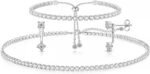 Luxval Tennis Necklace Set for Women Tennis Bracelets Diamond Earrings Sterling Silver Necklace Wedding Jewelry for Bride Silver Jewelry Sets for Women Gift