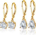 MDFUN 18K Gold Plated Dangle Earrings for Women Leverback Earring Set