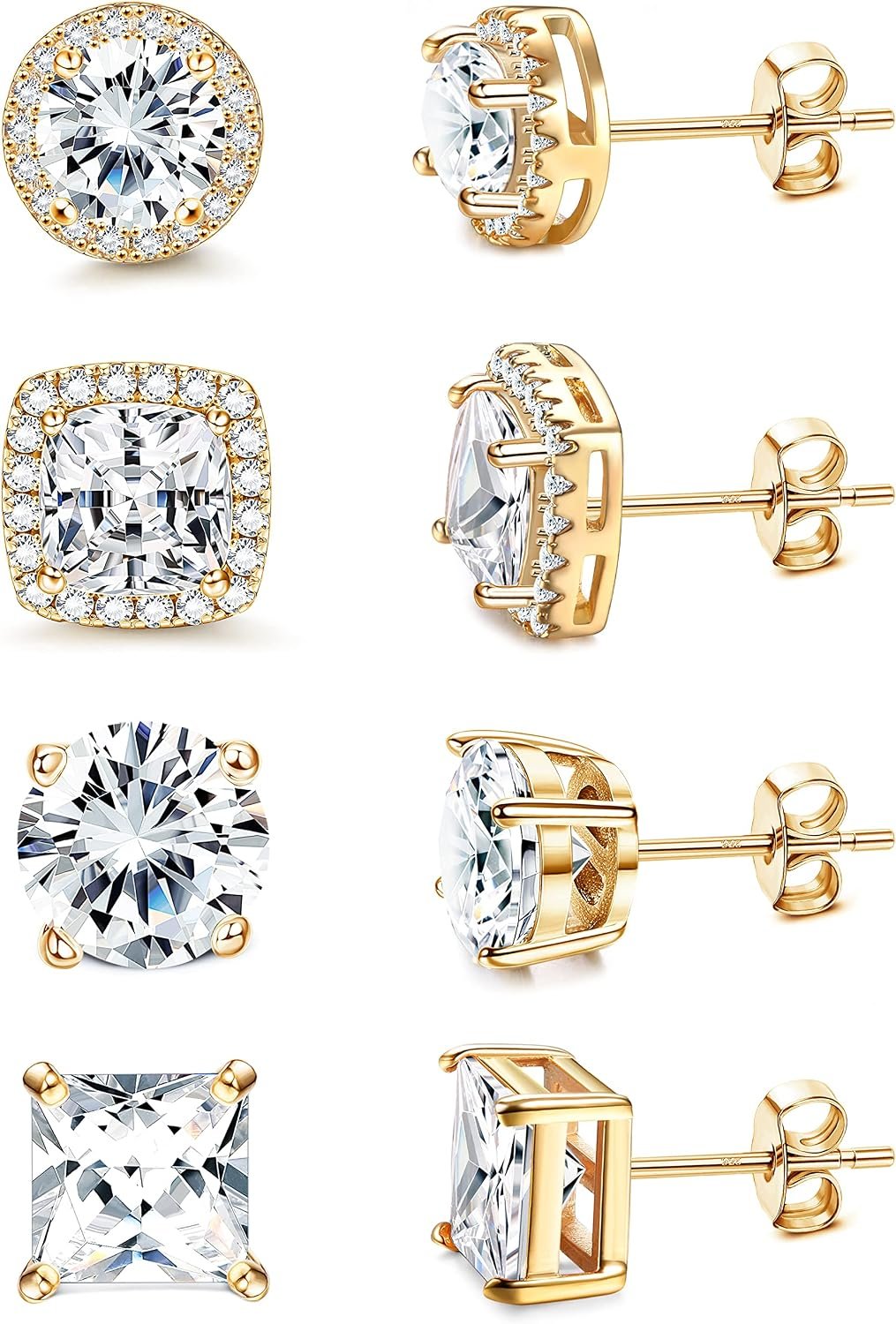 MILACOLATO S925 Sterling Silver Stud Earrings for Women Men Hypoallergenic 18K Gold Plated Cubic Zirconia Earrings Studs Brilliant Simulated Diamond Halo Earring for Sensitive Ears MILACOLATO S925 Sterling Silver Stud Earrings for Women Men Hypoallergenic 18K Gold Plated Cubic Zirconia Earrings Studs Brilliant Simulated Diamond Halo Earring for Sensitive Ears