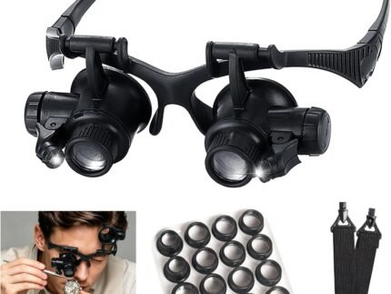 MLOGIROA Head Magnifying Glass with LED Light with 8 Interchangeable Lens