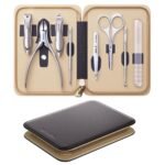 MR.GREEN 8-in-1 Manicure & Pedicure Set – Professional German Stainless Steel Nail Clippers Grooming Kit with Splash-Proof Nail Clipper & Leather Travel Case (Chestnut Brown)