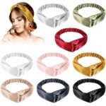 MTLEE 9pcs Satin Elastic Twisted Turban Headbands for Women, Classic Color