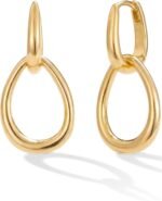 MUMREUES 14K Gold Earrings for Women Trendy Double Hoop Dangle Earrings