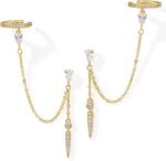 MUMREUES 14K Gold Earrings for Women Trendy Illusion Stud Dangle Earrings