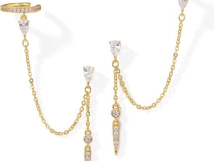 MUMREUES 14K Gold Earrings for Women Trendy Illusion Stud Dangle Earrings
