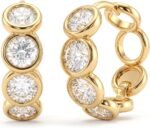 MYEARS Women Gold Earrings Huggie Hoop Cubic Zirconia 14K Gold Plated Small Simple Hypoallergenic Everyday Jewelry