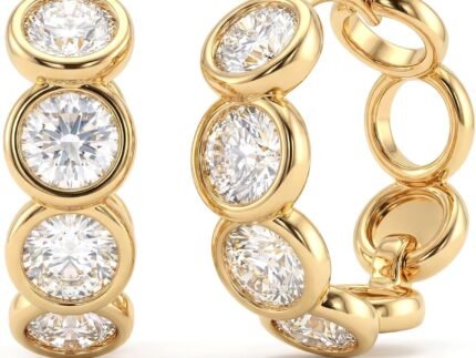 MYEARS Women Gold Earrings Huggie Hoop Cubic Zirconia 14K Gold Plated Small Simple Hypoallergenic Everyday Jewelry