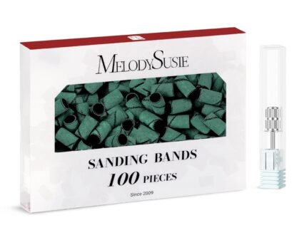 MelodySusie 100 Pcs Nail Drill Bits Sanding Bands for Nail Drill 180 Fine Grit Nail File Sanding Bands for Acrylic Nails Gel Manicures and Pedicure