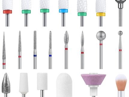 MelodySusie 21pcs Nail Drill Bit Set, Professional 3/32” Ceramic Diamond Carbide Acrylic Gel Nail Art Tool Kit, Cuticle Remover Bit for Acrylic Gel Dip Powder, Nail Manicure Pedicure, Salon Home