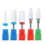MelodySusie 5Pcs Ceramic Nail Drill Bits Set, 3/32″ Acrylic Gel Nail File Bits for Manicure Pedicure Cuticle Polishing