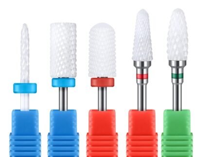 MelodySusie 5Pcs Ceramic Nail Drill Bits Set, 3/32″ Acrylic Gel Nail File Bits for Manicure Pedicure Cuticle Polishing