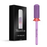 MelodySusie Safety Nail Drill Bits, 3/32” Smooth Round Top Small Barrel Carbide Bits, Fast Remove Acrylic or Hard Gel for Manicure Pedicure Salon Professional or Beginner, Purple, Fine