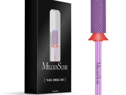 MelodySusie Safety Nail Drill Bits, 3/32” Smooth Round Top Small Barrel Carbide Bits, Fast Remove Acrylic or Hard Gel for Manicure Pedicure Salon Professional or Beginner, Purple, Fine