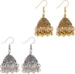 Mikovivi 2 Pairs Indian Earrings, Vintage Jhumkas