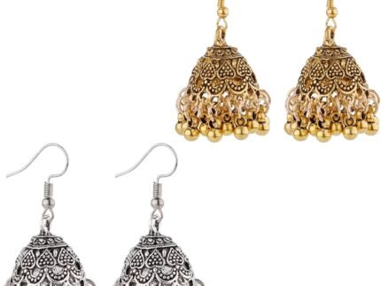 Mikovivi 2 Pairs Indian Earrings, Vintage Jhumkas
