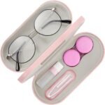 MoKo Double Eyeglass Case,Glasses and contact case 2 in 1 with Mirror
