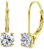 Moissanite Earrings, D Color Sterling Silver Dangle Drop Earrings for Women