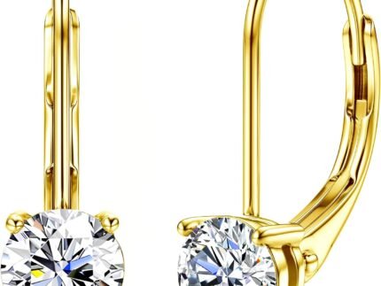 Moissanite Earrings, D Color Sterling Silver Dangle Drop Earrings for Women
